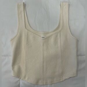 Aerie Cream Ribbed Tank Top